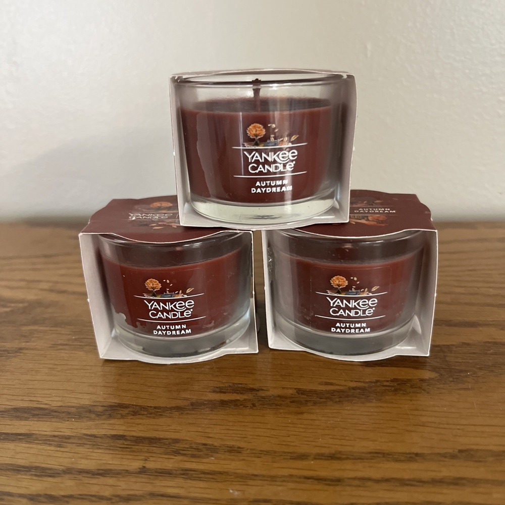 Yankee Candle Autumn Daydream Mini Jar Tea Light Candle - Lot of 3 Fall Scent